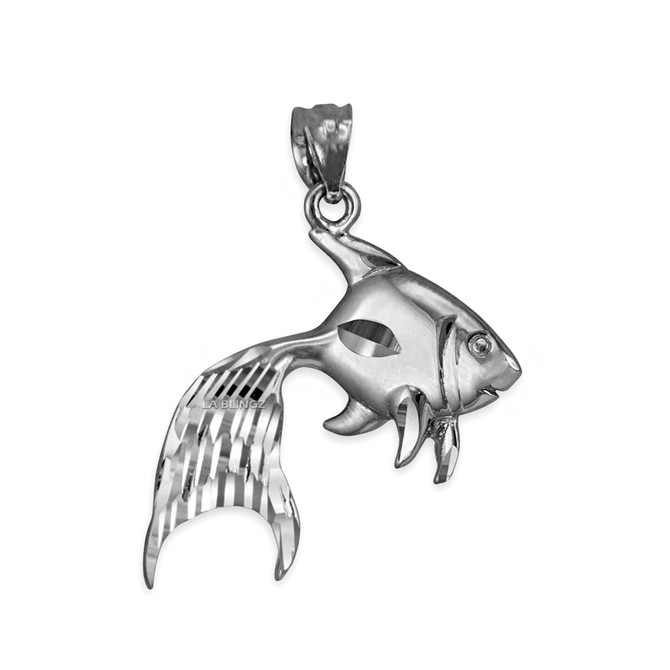 Polished DC Sterling Silver Goldfish Pendant Necklace