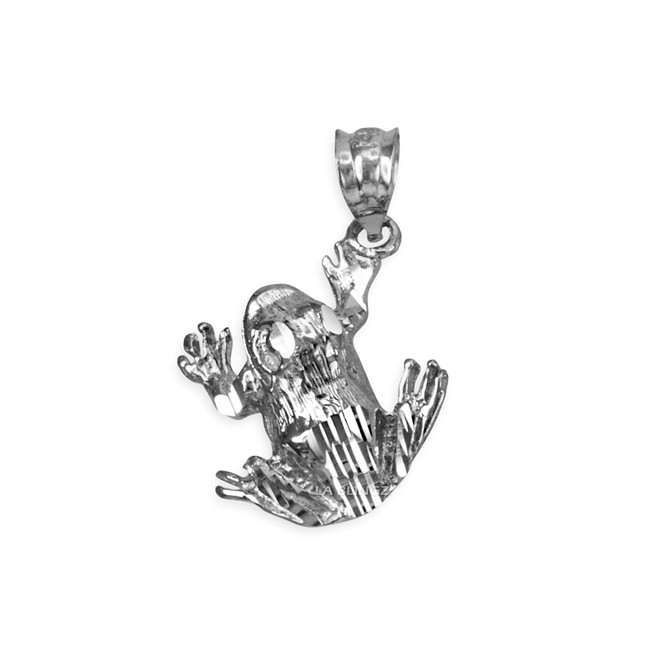 Polished DC Sterling Silver Frog Charm Necklace