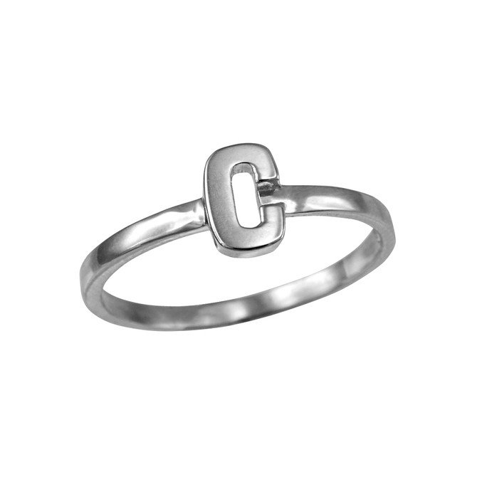 Sterling Silver Personalized Initial Alphabet Letter Stackable Ring