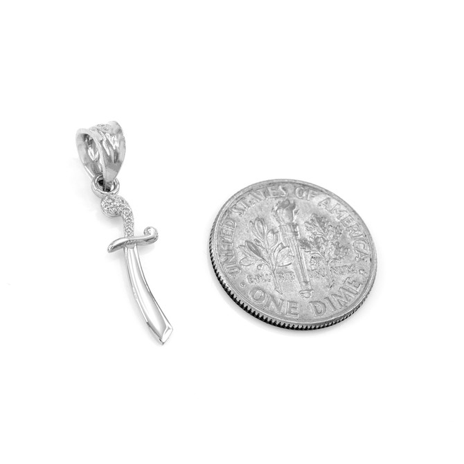 Sterling Silver Scimitar Sword Filigree Charm Necklace