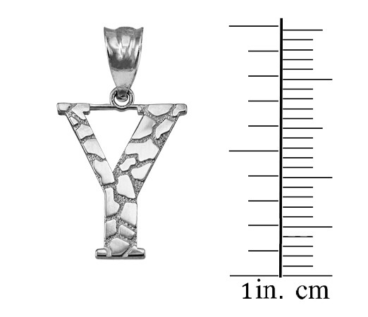 Sterling Silver Nugget Initial Letter "Y" Pendant Necklace