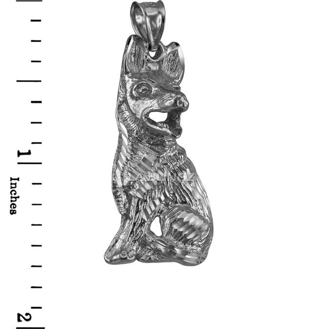 Solid Sterling Silver German Shepherd K-9 Dog Mens DC Pendant