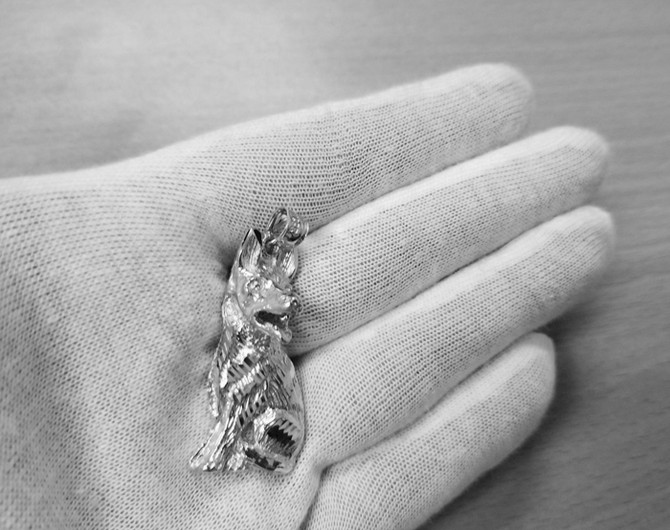 Solid Sterling Silver German Shepherd K-9 Dog Mens DC Pendant
