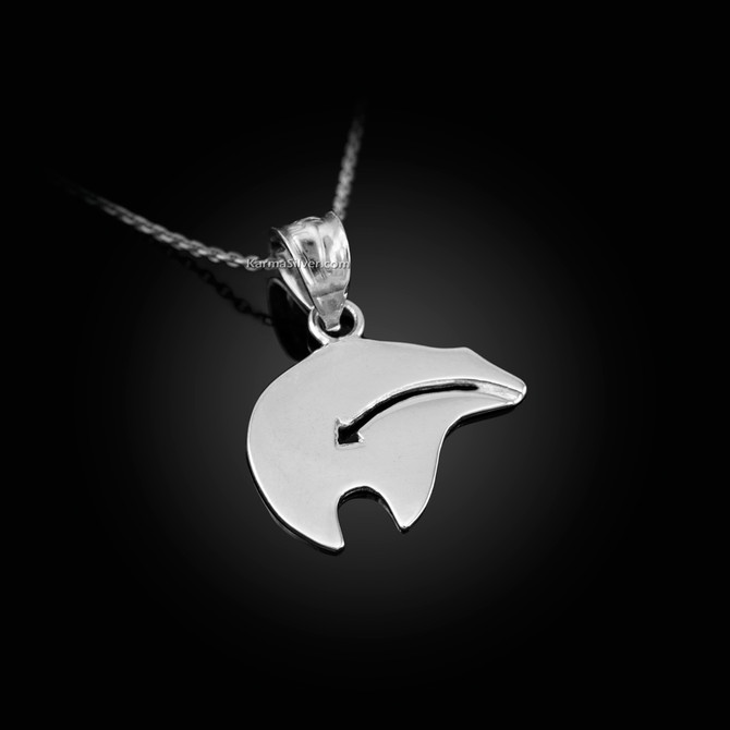 Sterling Silver Zuni Bear Heartline Arrow  Charm Necklace
