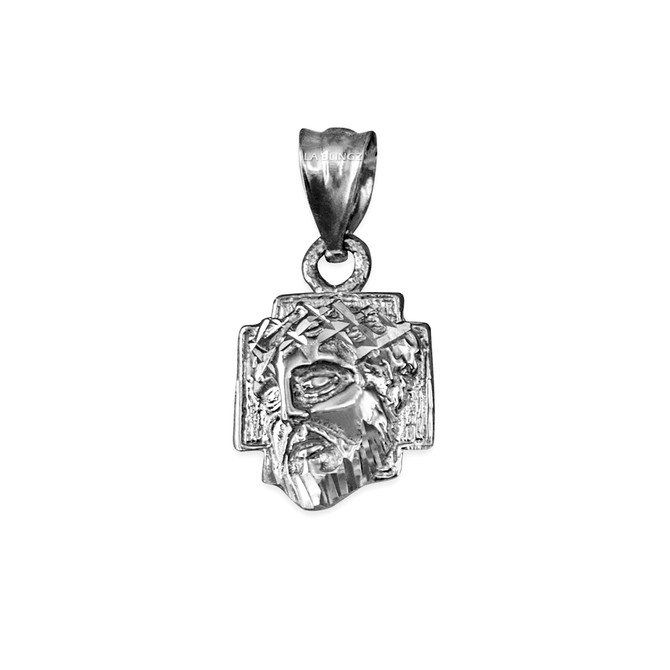 Sterling Silver Tiny Jesus Face Cross DC Charm Necklace