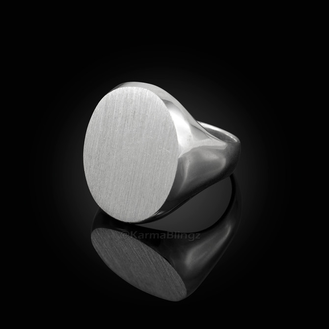 Sterling Silver Mens Large Oval Signet Ring