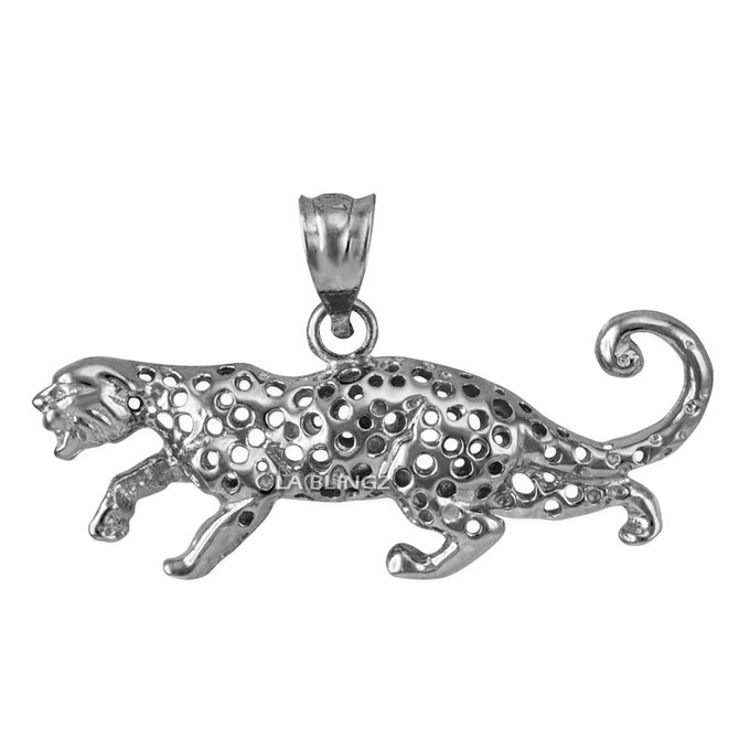 Sterling Silver Cheetah Cat Pendant Necklace
