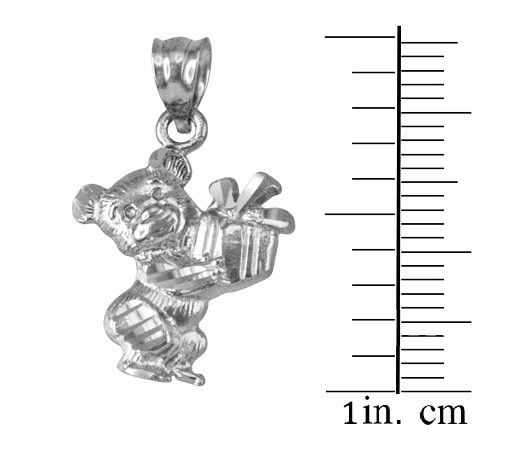 Sterling Silver Cute Teddy Bear Gift Box DC Charm Necklace