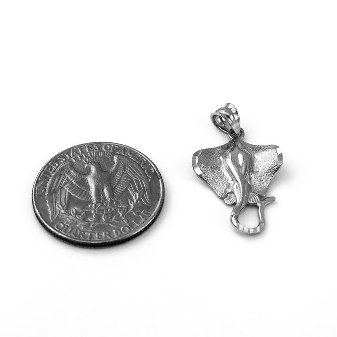 Sterling Silver Stingray Fish DC Pendant Necklace