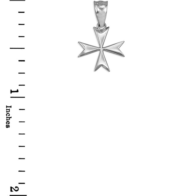 Sterling Silver Tiny Maltese Cross Charm Necklace
