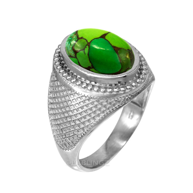 Sterling Silver Green Copper Turquoise Statement Ring