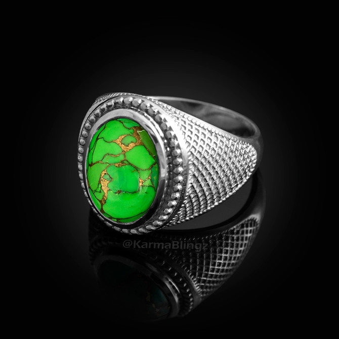Sterling Silver Green Copper Turquoise Statement Ring