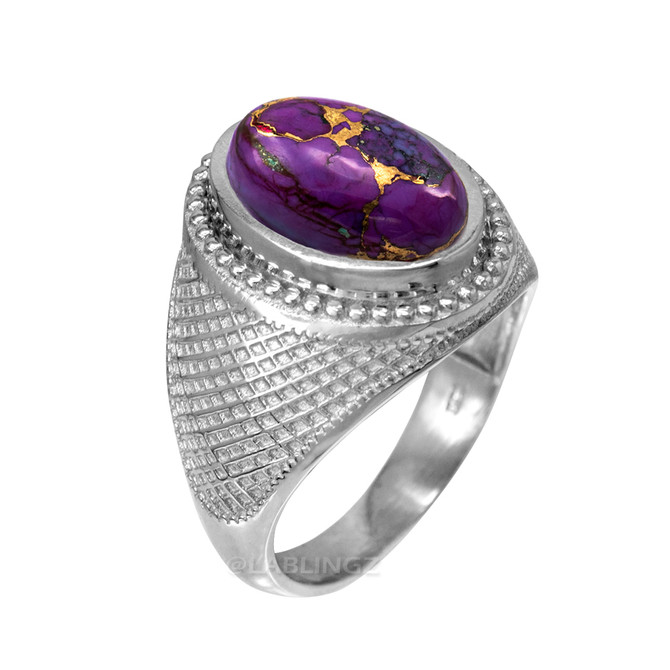 Sterling Silver Purple Copper Turquoise Statement Ring