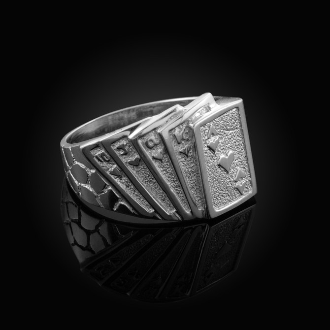 Flash Royal Silver Poker Ring