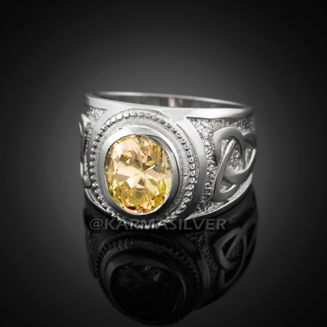 Silver Celtic November Birthstone Ring