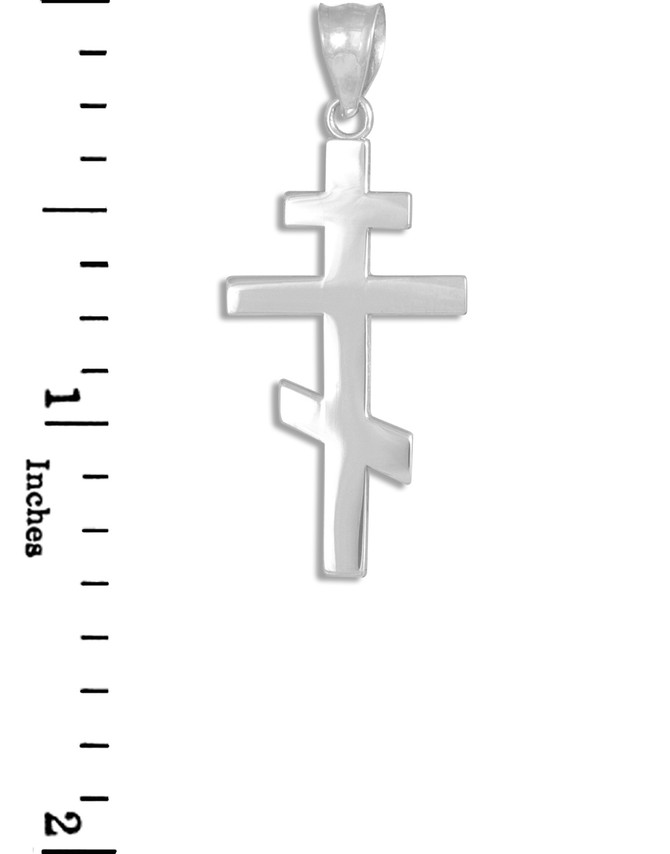Sterling Silver Plain Orthodox Cross Pendant Necklace