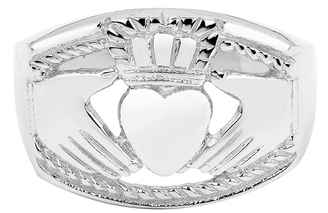 Sterling Silver Mens Bold Claddagh Ring