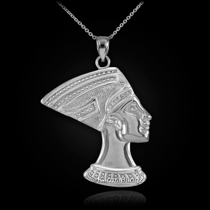 Sterling Silver Egyptian Queen Nefertiti Pendant Necklace