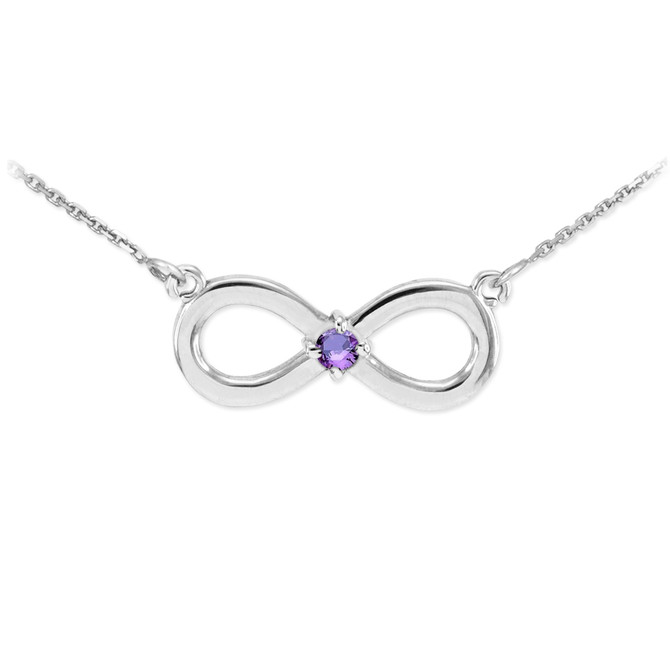 Sterling Silver Infinity Birthstone CZ Necklace
