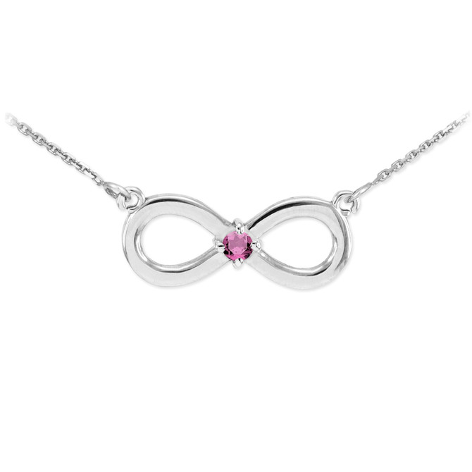 Sterling Silver Infinity Birthstone CZ Necklace
