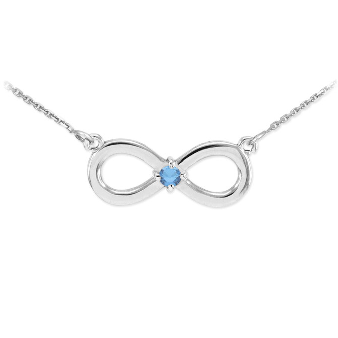 Sterling Silver Infinity Birthstone CZ Necklace
