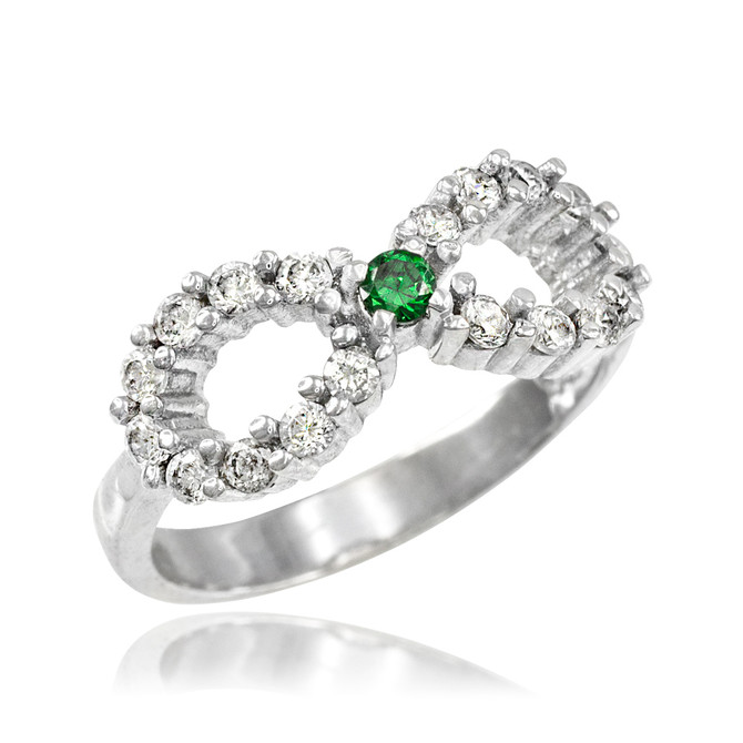Sterling Silver Infinity Birthstone CZ Ring