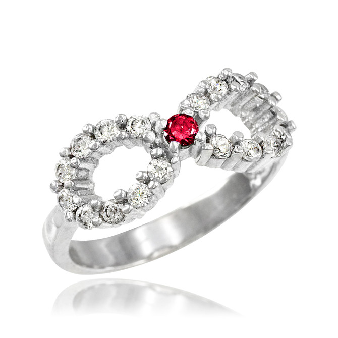Sterling Silver Infinity Birthstone CZ Ring