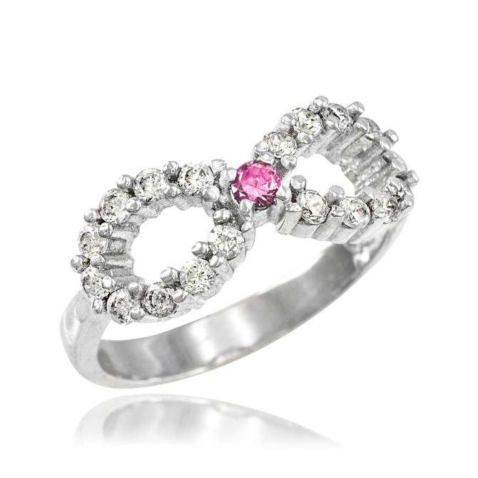 Sterling Silver Infinity Birthstone CZ Ring
