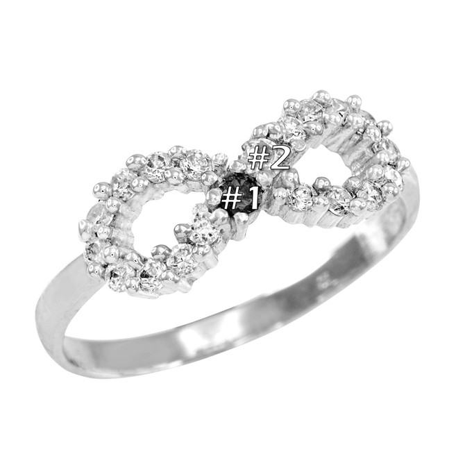Sterling Silver Infinity Dual Birthstone CZ Ring