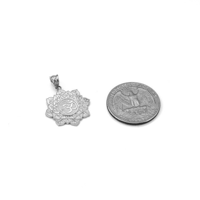Sterling Silver Om Lotus Mandala Pendant Necklace