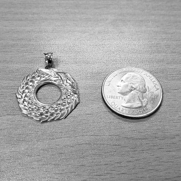 Sterling Silver Ouroboros Dragon Pendant Necklace