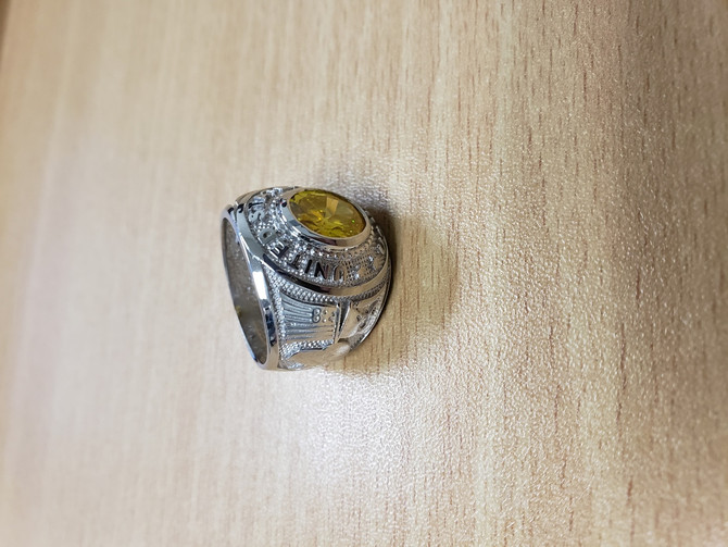 Sterling Silver US Marine Corps USMC Mens Birthstone CZ Ring
