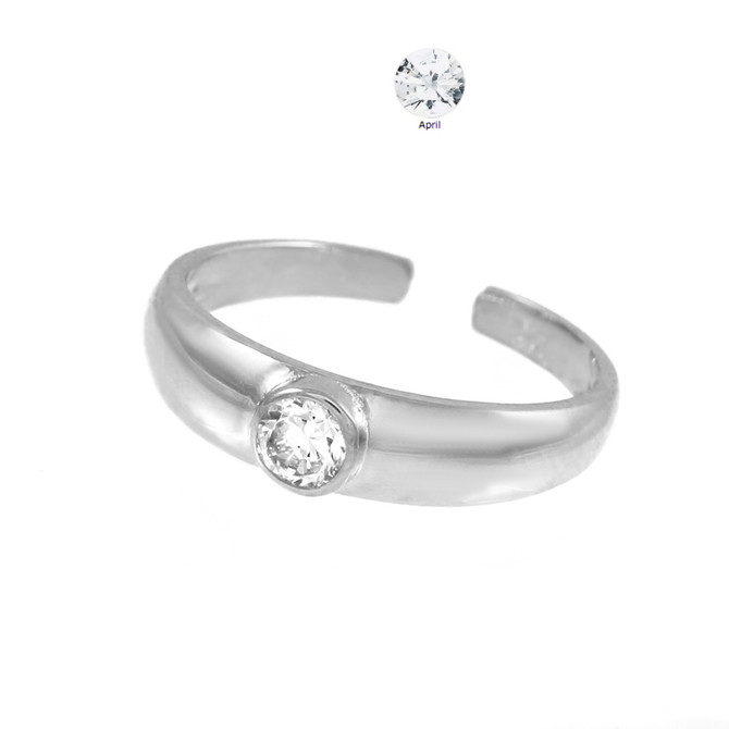 Sterling Silver Birthstone CZ Toe Ring