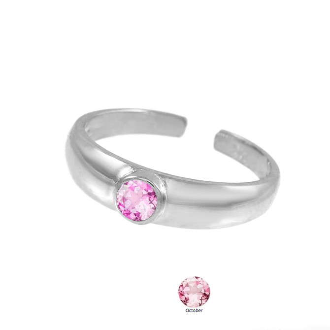 Sterling Silver Birthstone CZ Toe Ring