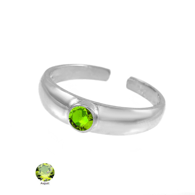 Sterling Silver Birthstone CZ Toe Ring
