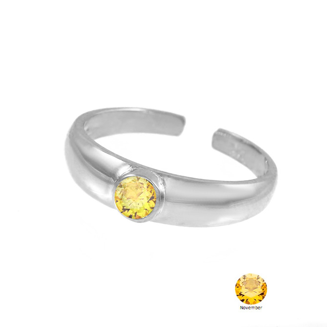 Sterling Silver Birthstone CZ Toe Ring