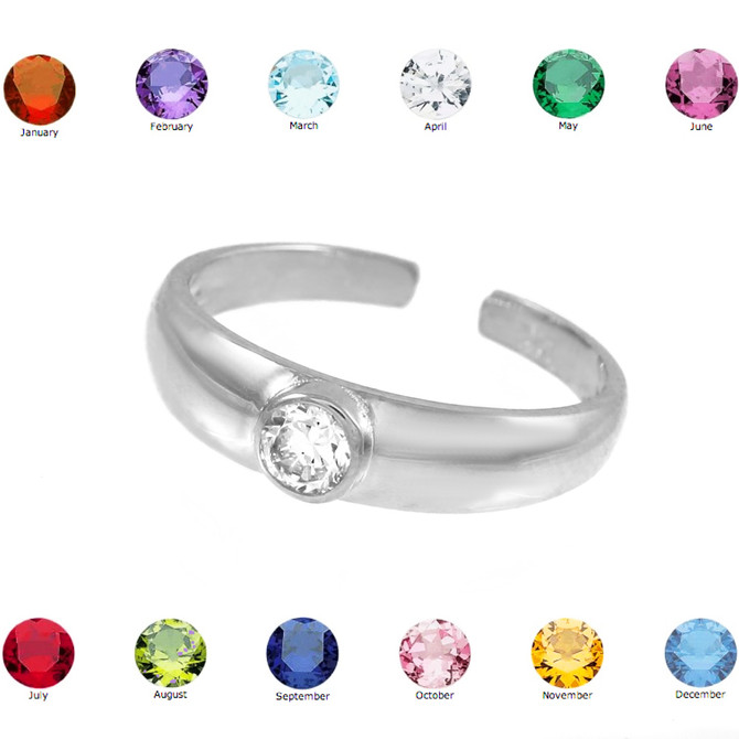 Sterling Silver Birthstone CZ Toe Ring