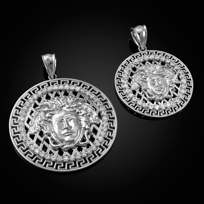 Sterling Silver Medusa CZ Medallion Pendant (S/L)