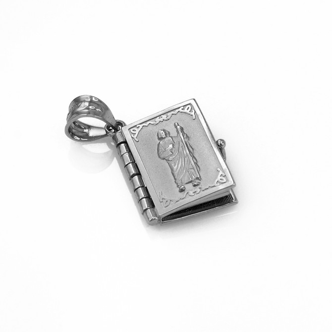 Sterling Silver Judaic 10 Commandments 3D Jewish Bible Necklace