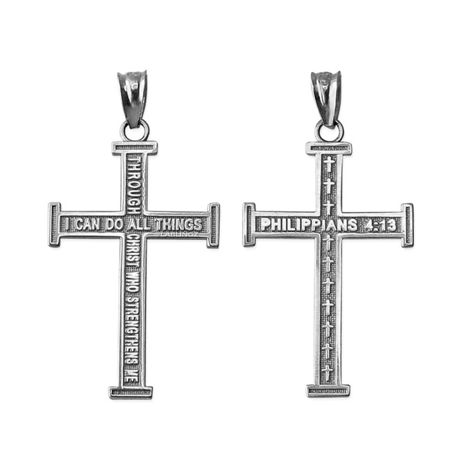 Sterling Silver Reversible Christian Cross Pendant Necklace