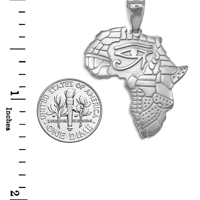 Sterling Silver Eye of Horus Africa Map Pendant Necklace