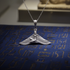 Sterling Silver Egyptian Isis Winged Down Goddess Pendant Necklace