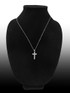 Sterling Silver  Woodgrain Rope Cross Pendant Necklace