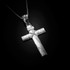 Sterling Silver  Woodgrain Rope Cross Pendant Necklace