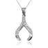 Sterling Silver CZ Wishbone Pendant Necklace
