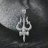 Sterling Silver Trident of Lord Shiva Trisula Pendant Necklace