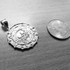 Sterling Silver  Aztec Coin Caribbean Pirates Skull Pendant Necklace