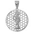 Sterling Silver Santa Muerte Round Honeycomb DC Pendant