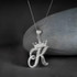 Sterling Silver Cursive Letter Initial DC Crown Pendant Necklace