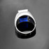 Sterling Silver Freemason Blue CZ Square & Compass Masonic Mens Ring